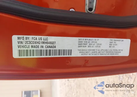 2021 Dodge Charger Gt Rwd из США, поврежденный, VIN 2C3CDXHG1MH648027